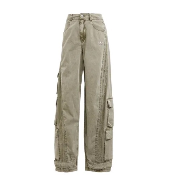 adidas Pants - Adidias Green Cargo Wide Leg Jeans Gender Neutral Size 34
